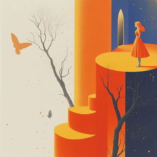 Mortise Blush style, Midjourney V6.1: retro fairy-tale illustration