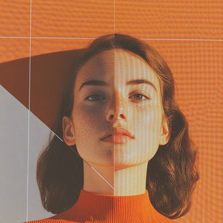 Mortise Blush style, Midjourney V6.1: photographic portrait of female protagonist