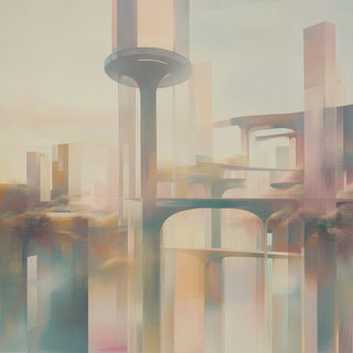 Miniscale Monumentalism style, Midjourney V6.1: megacity with futuristic bioarchitecture