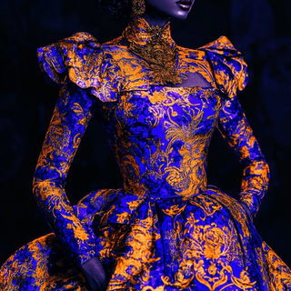 Winter Planetfall style, Midjourney V6.1: haute-couture fashion outfit