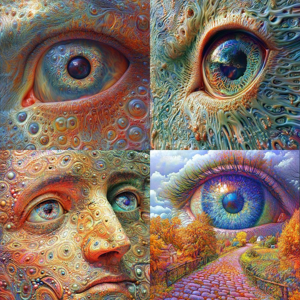 DeepDream style, Midjourney V6.1, render 1 of 4