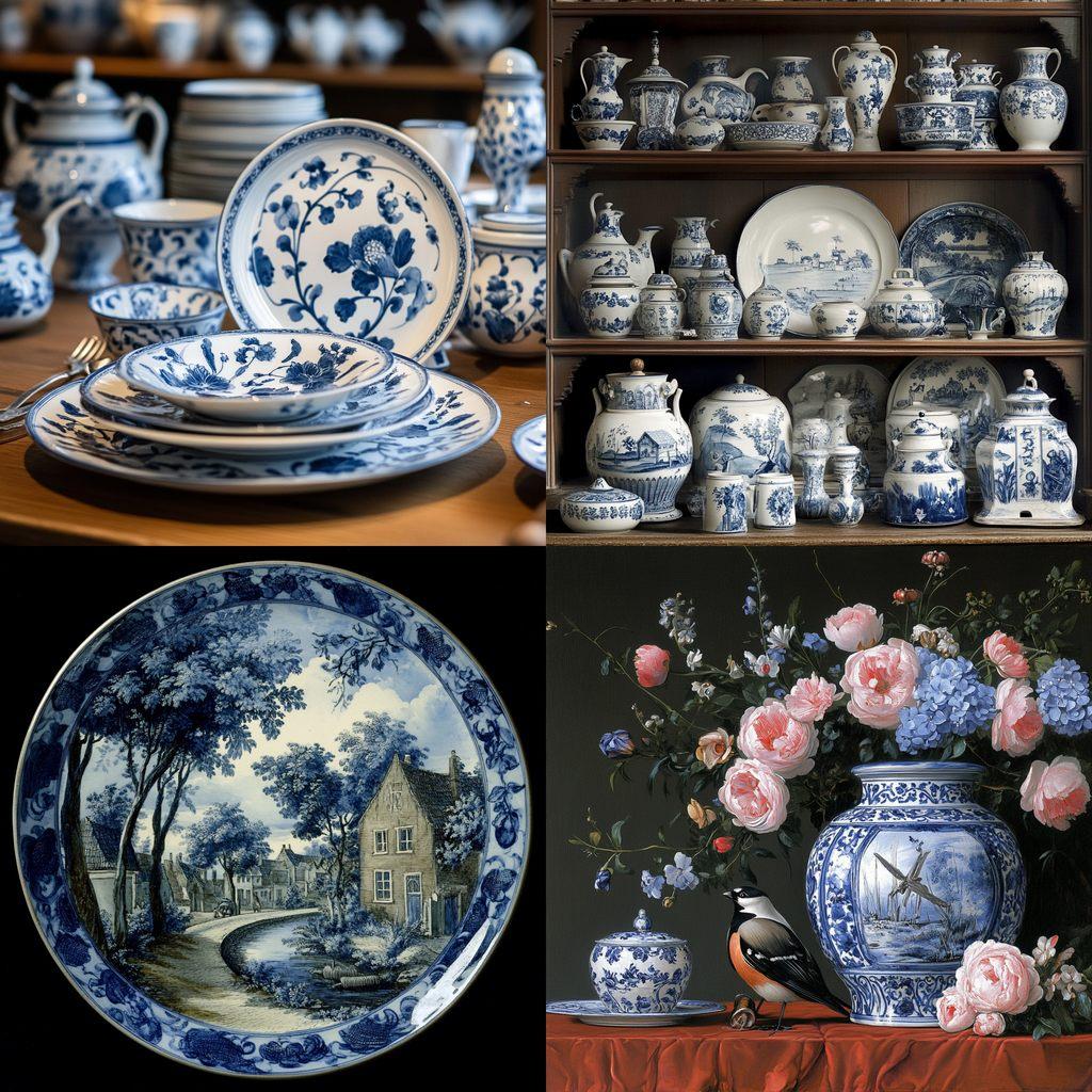 Delftware style, Midjourney V6.1, render 1 of 4