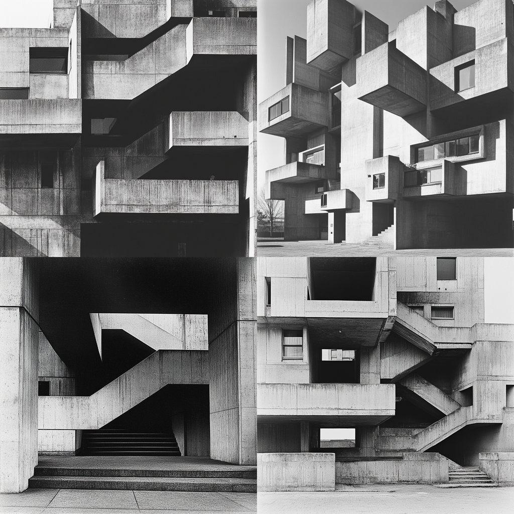 Denys Lasdun style, Midjourney V6.1, render 1 of 4