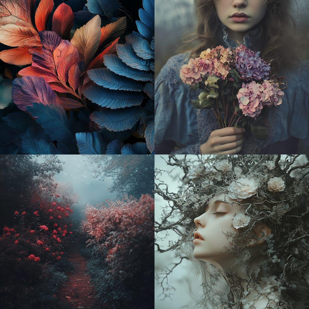 Desaturated colors style, Midjourney V6.1, render 1 of 4