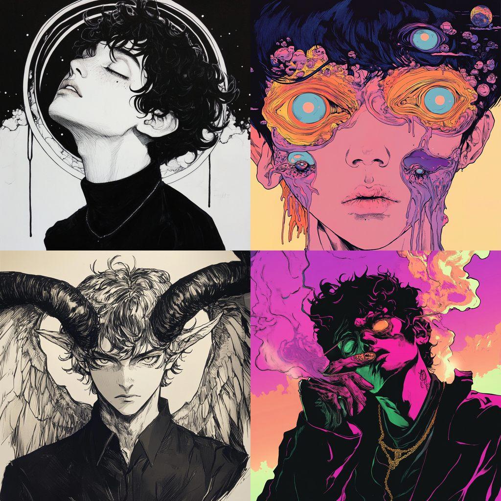 Devilman Crybaby style, Midjourney V6.1, render 1 of 4