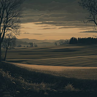Tendrilflow style, Midjourney V6.1: realistic landscape photograph of quiet dawn