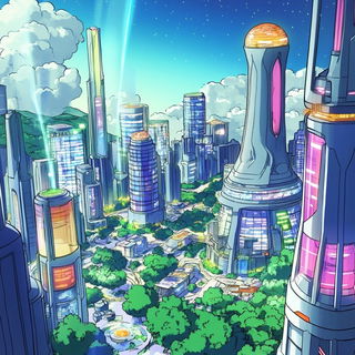 Gawkermask style, Midjourney V6.1: megacity with futuristic bioarchitecture