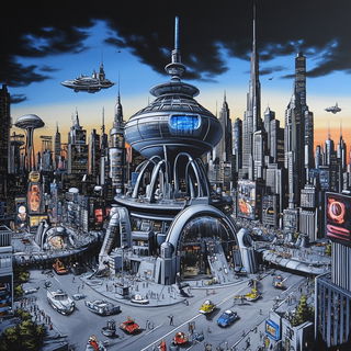 Cloudmorrow style, Midjourney V6.1: megacity with futuristic bioarchitecture