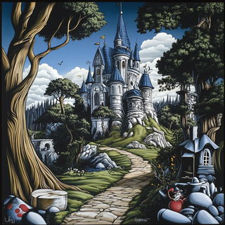 Cloudmorrow style, Midjourney V6.1: retro fairy-tale illustration