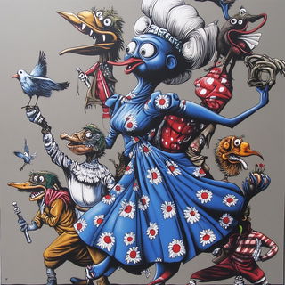 Cloudmorrow style, Midjourney V6.1: traditional folk art