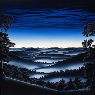 Cloudmorrow style, Midjourney V6.1: realistic landscape photograph of quiet dawn