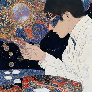 Cracklefeather style, Midjourney V6.1: editorial illustration for popular scientific magazine cover