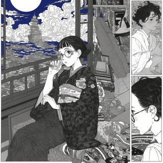 Cracklefeather style, Midjourney V6.1: black-and-white manga comic strip