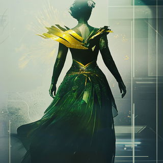 Fablegill style, Midjourney V6.1: haute-couture fashion outfit