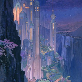 Chromaweft style, Midjourney V6.1: megacity with futuristic bioarchitecture
