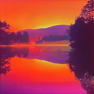 Lunarcascade style, Midjourney V6.1: realistic landscape photograph of quiet dawn