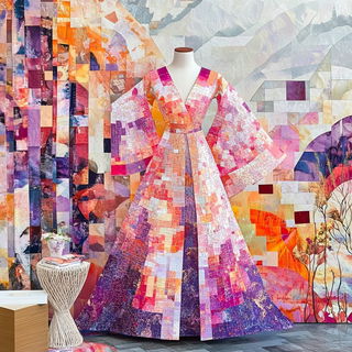 Pagodawash style, Midjourney V6.1: haute-couture fashion outfit