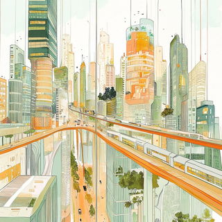 Fluorodye Gridism style, Midjourney V6.1: megacity with futuristic bioarchitecture