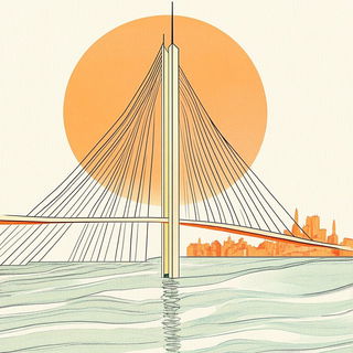 Fluorodye Gridism style, Midjourney V6.1: bold minimalist logo design for Istanbul city municipal services