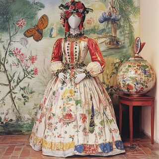 Pulpflare Papermaking style, Midjourney V6.1: haute-couture fashion outfit