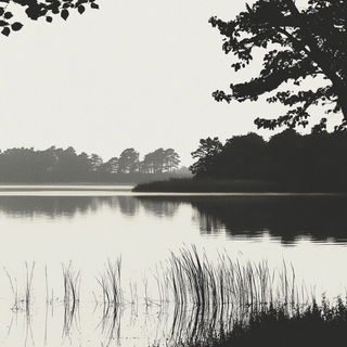 Magma Mirror style, Midjourney V6.1: realistic landscape photograph of quiet dawn