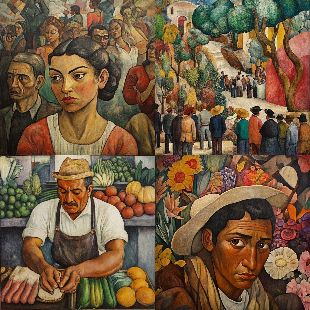 Diego Rivera style, Midjourney V6.1, render 1 of 4
