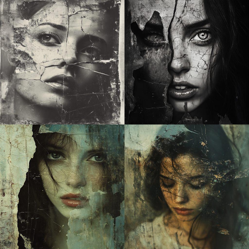 Distressed Photo style, Midjourney V6.1, render 1 of 4