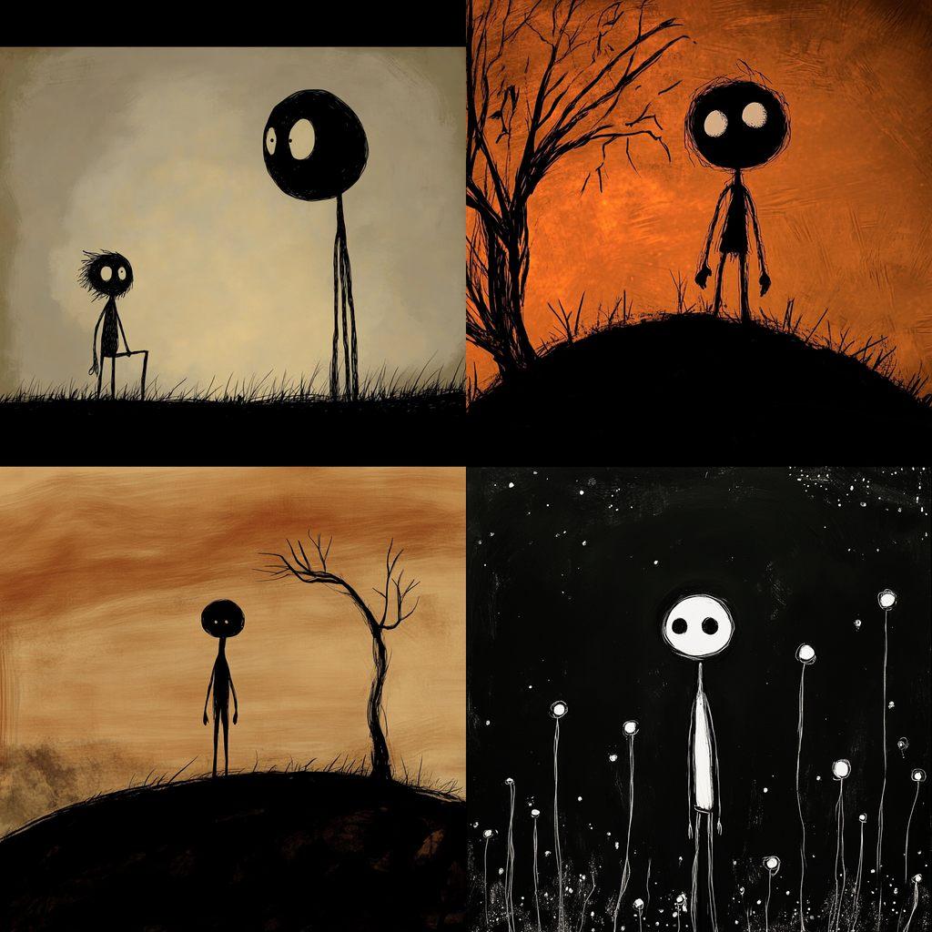 Don Hertzfeldt style, Midjourney V6.1, render 1 of 4