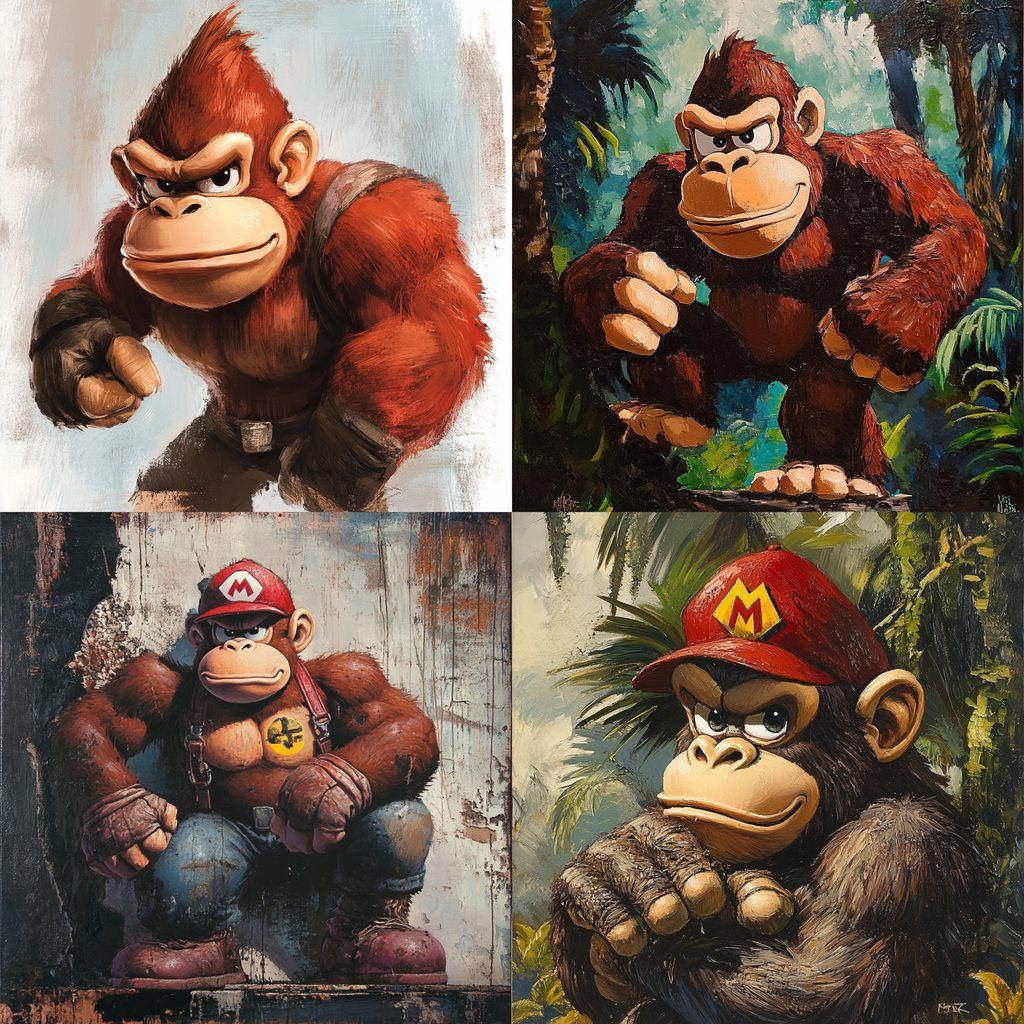 Donkey Kong style, Midjourney V6.1, render 1 of 4