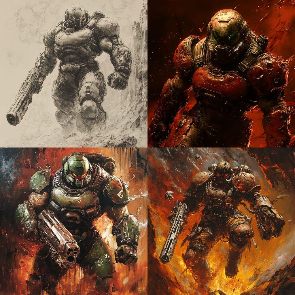 Doom style, Midjourney V6.1, render 1 of 4