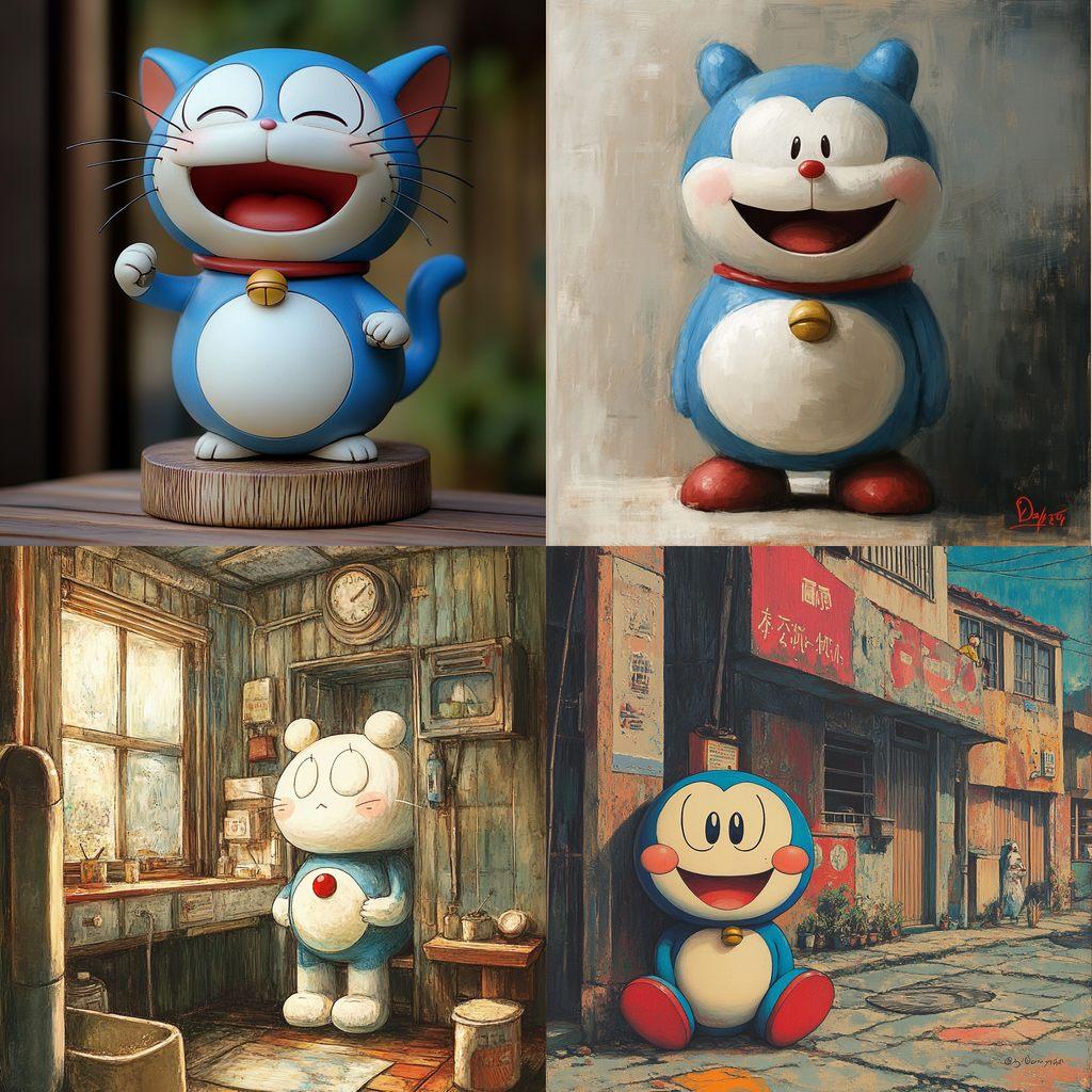 Doraemon style, Midjourney V6.1, render 1 of 4