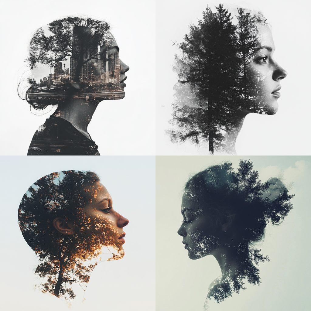 Double exposure style, Midjourney V6.1, render 1 of 4
