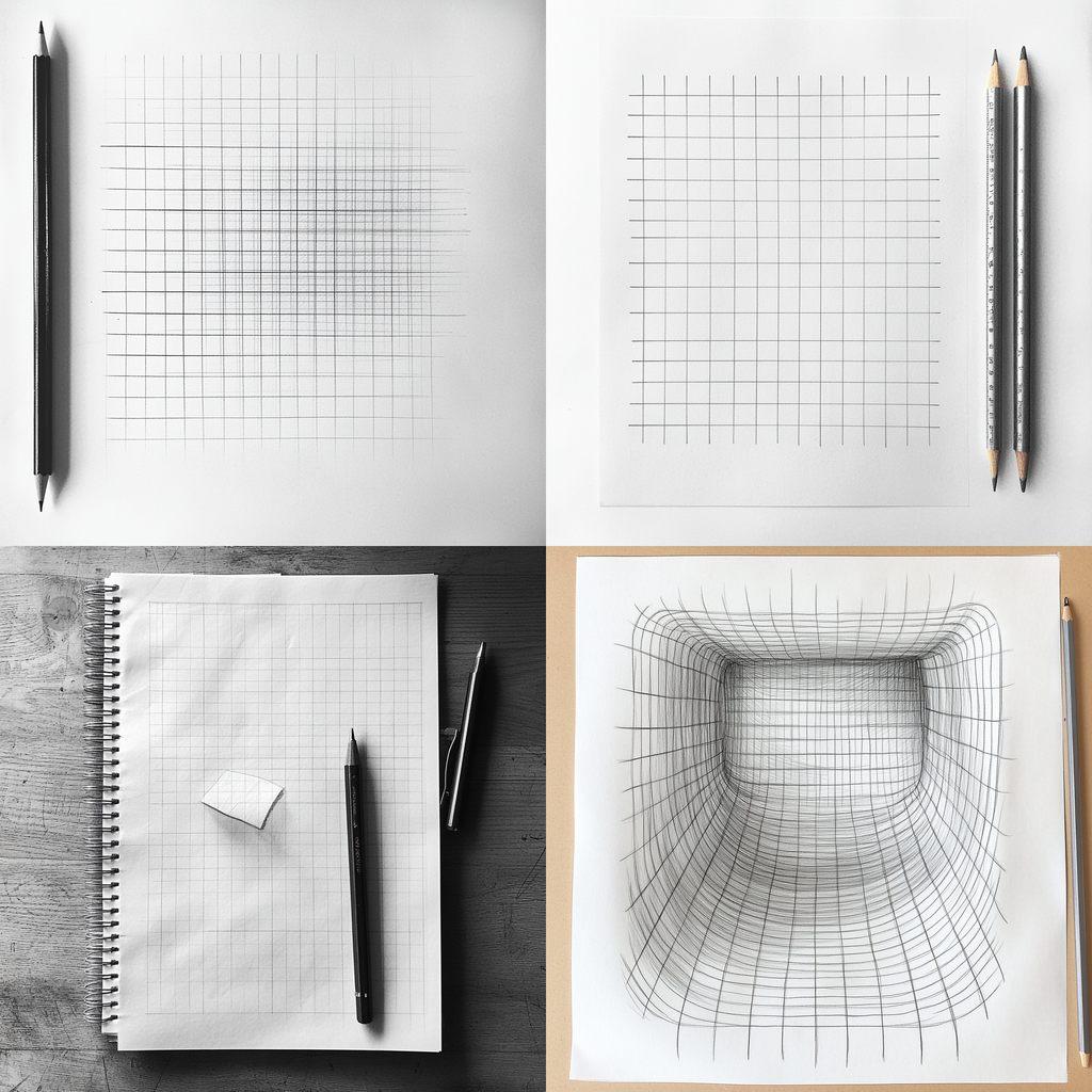 Drawing grid paper style, Midjourney V6.1, render 1 of 4