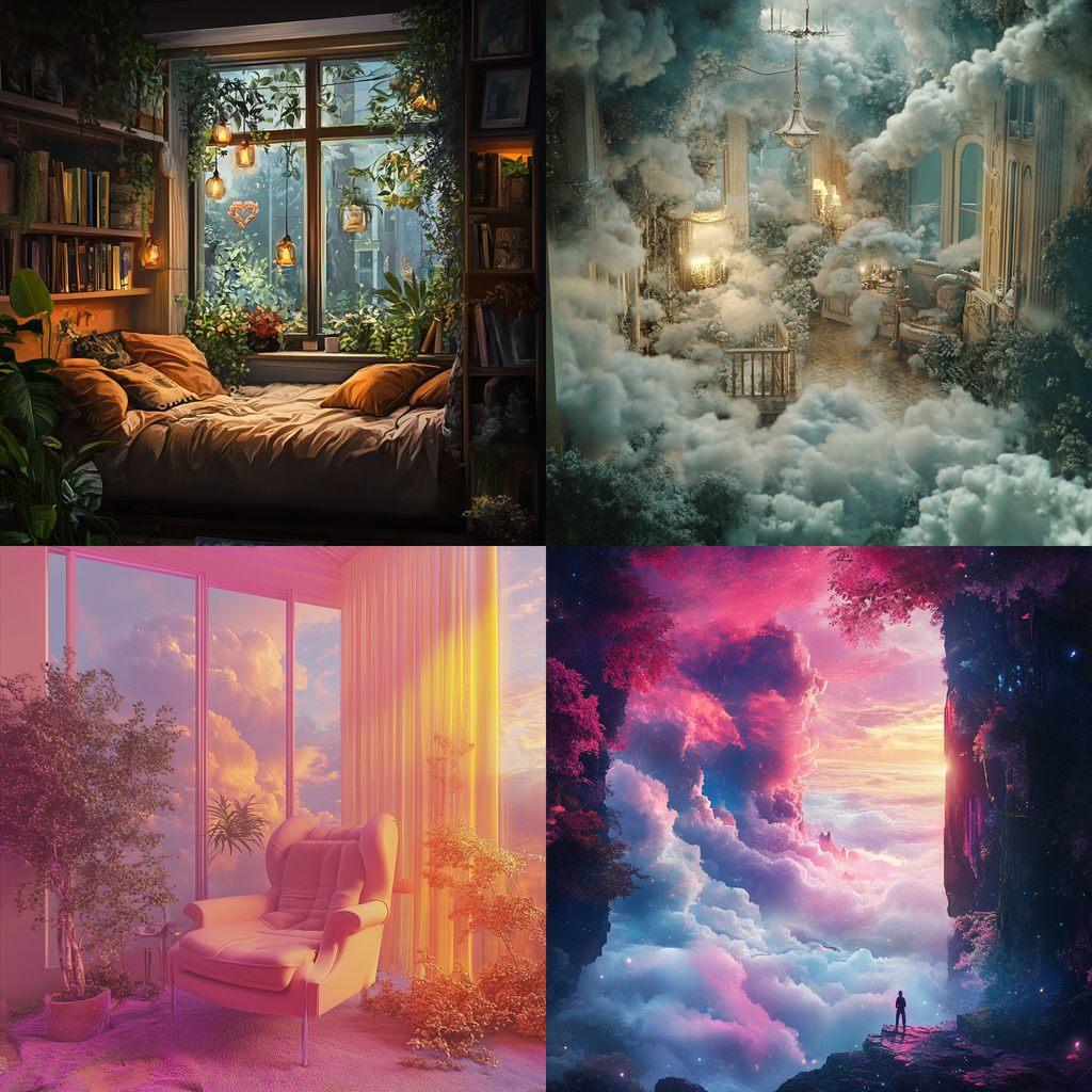 Dreamy atmosphere style, Midjourney V6.1, render 1 of 4