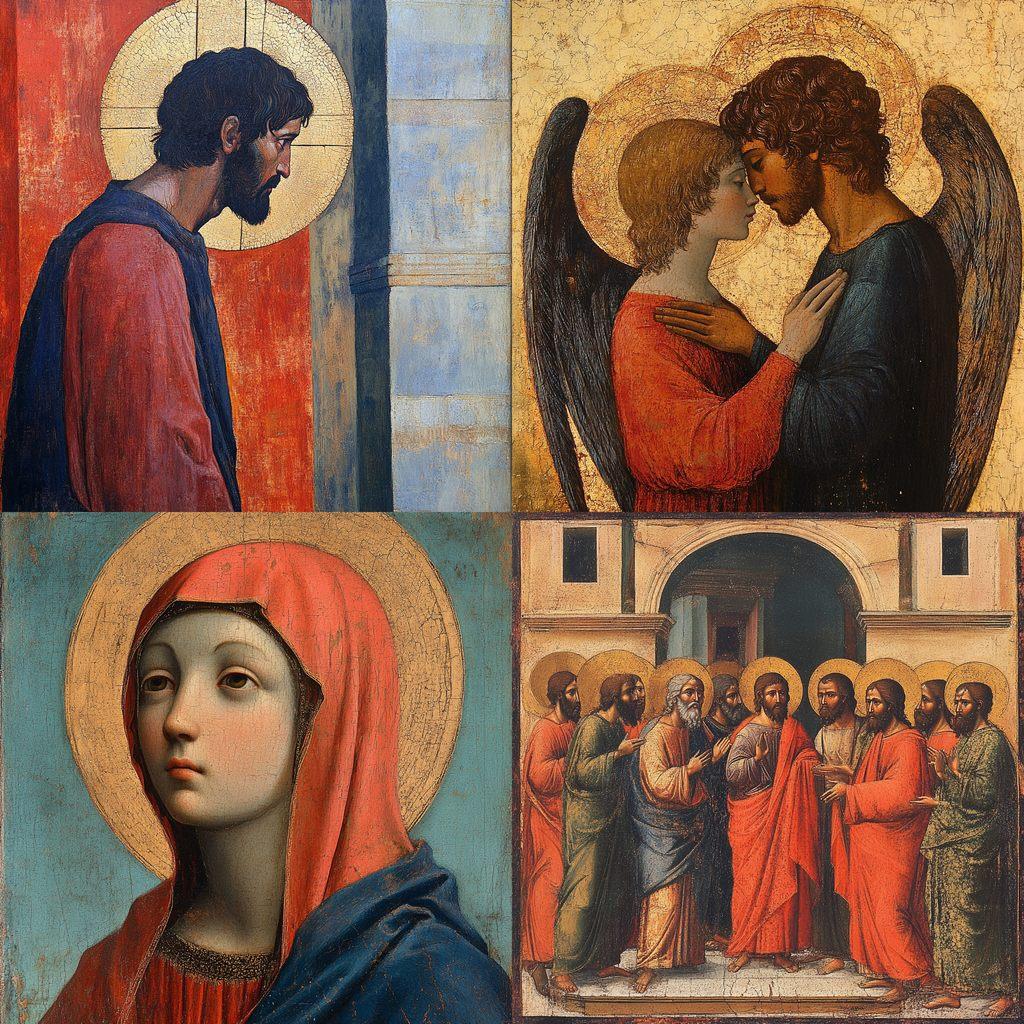 Duccio style, Midjourney V6.1, render 1 of 4