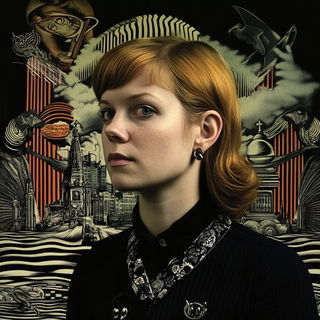 Neon Lithocircuit style, Midjourney V6.1: photographic portrait of female protagonist