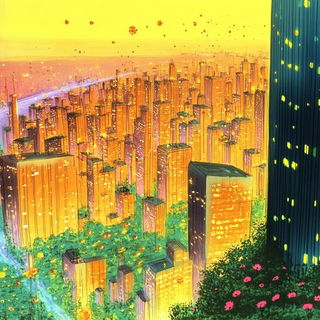 Tealwood Grand Manner style, Midjourney V6.1: megacity with futuristic bioarchitecture
