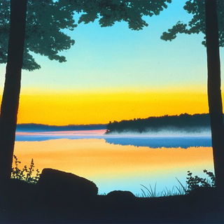 Tealwood Grand Manner style, Midjourney V6.1: realistic landscape photograph of quiet dawn