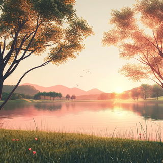 Olive Etching Tableau style, Midjourney V6.1: realistic landscape photograph of quiet dawn