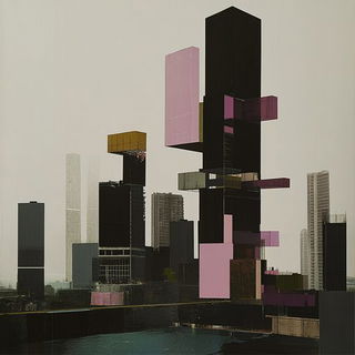 Photocopy Bloom Residue style, Midjourney V6.1: megacity with futuristic bioarchitecture
