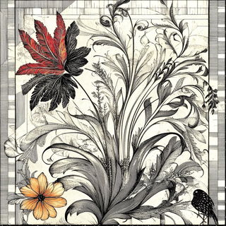 Chrome Ribbon Risoform style, Midjourney V6.1: traditional folk art