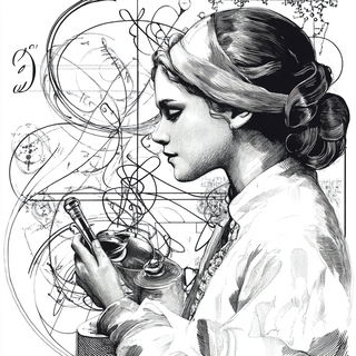 Chrome Ribbon Risoform style, Midjourney V6.1: editorial illustration for popular scientific magazine cover