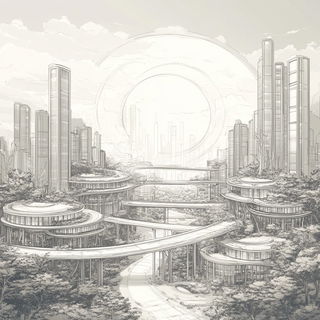 Kinetoptic style, Midjourney V6.1: megacity with futuristic bioarchitecture