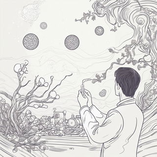 Kinetoptic style, Midjourney V6.1: editorial illustration for popular scientific magazine cover