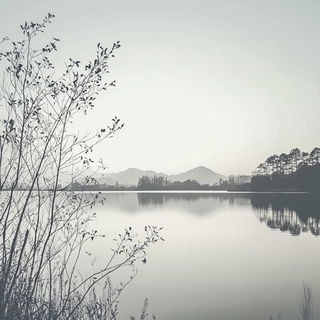Kinetoptic style, Midjourney V6.1: realistic landscape photograph of quiet dawn