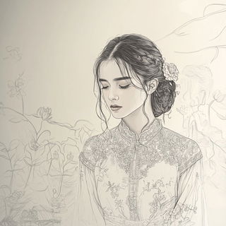 Kinetoptic style, Midjourney V6.1: photographic portrait of female protagonist