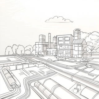 Kinetoptic style, Midjourney V6.1: technical infrastructure blueprint schematics