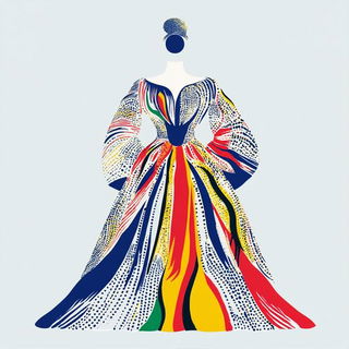 Prismatic Grotto style, Midjourney V6.1: haute-couture fashion outfit