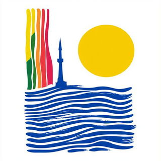 Prismatic Grotto style, Midjourney V6.1: bold minimalist logo design for Istanbul city municipal services