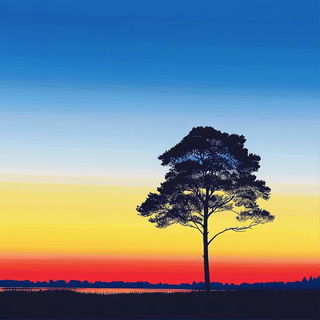 Prismatic Grotto style, Midjourney V6.1: realistic landscape photograph of quiet dawn